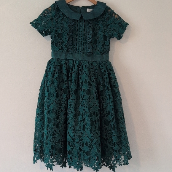 Trisha Scully Child Other - Elegant Green Lace Kids Dress
